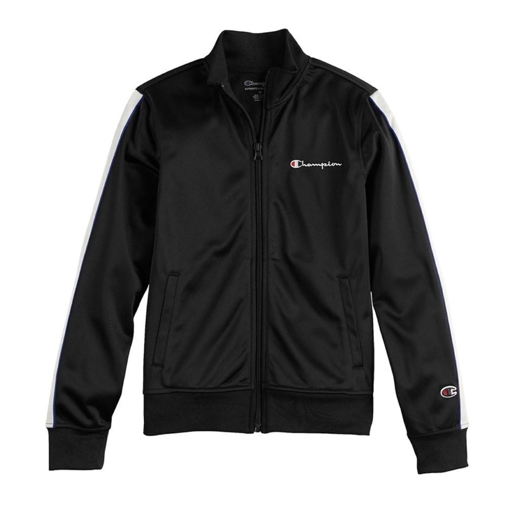Champion Boys Full Zip Long Sleeve Mock Neck Tricot Track Taped Jacket Small
